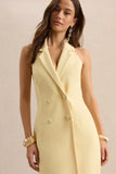 Hana Lemon Plunge Neck Tailored Maxi Dress