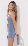 Ruched Cutout Dress in Baby Blue