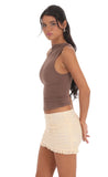 Ruched Lace Skirt in Pastel Peach