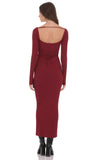 Cinch Tie Ribbed Maxi Dress in Burgundy