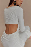 Vienna Slinky Cut Out Maxi Dress White