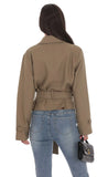 Belted Short Trench Coat in Khaki