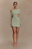 Luxie Lace Knit Mini Dress Pastel Green