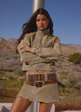 Roman Low Rise Denim Mini Skort Vintage Tan Wash