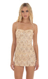 Sequin Fringe Dress in Champagne