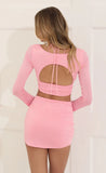 Shimmer Two Piece Skirt Set in Pink