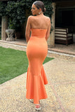 Daylight Peach Corset High Low Midi Dress