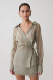 Frankie Organza Cross Over Shirt Smoke
