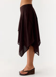 Kia Low Rise Asymmetrical Midi Skirt Chocolate