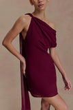 Daisie Chiffon Mini Dress Wine