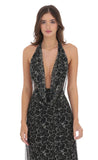Plunge Cowl Neck Maxi Dress in Cheetah Print