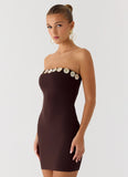 Leroy Button Mini Dress Chocolate