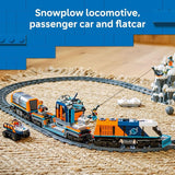 LEGO City Explorers Arctic Polar Express Train Set Building Learning Toys for Kids Remote Controlled Train for Boys Girls Ages 7 with 6 Explorer Minifigures Birthday Gift Idea 60470