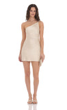 Satin One Shoulder Open Back Dress in Champagne