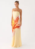 Ashwin Strapless Beaded Maxi Dress Sunpetal Print