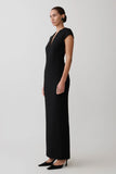 Briella V Neck Suiting Maxi Dress Black