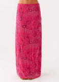 Corinna Low Rise Sequin Maxi Skirt Fuchsia
