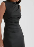 Black Ruched Jersey Midaxi Dress