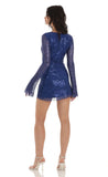 Sequin Long Sleeve Dress in Blue