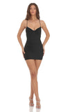 Mesh Rhinestone Open Back Dress in Black