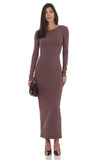 Open Back Bow Maxi Dress in Ash Brown