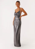 Sleek Love Sequin Maxi Dress Silver Sequin