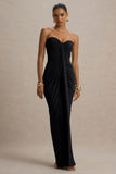 Ali Black Sweetheart Ruched Wrap Maxi Dress