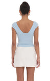 Short Sleeve V Neck Top in Blue