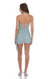Strapless Sequin Tassel Corset Dress in Light Blue