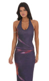 Halter Bodycon Maxi Dress in Blue