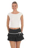 Bow Ruffle Skirt in Black
