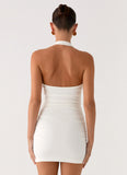 Gloves Up Halter Mini Dress White