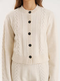 Cream Cable Knit Buttoned Cardigan