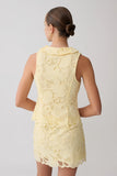 Tessa Broderie Tie Front Sleeveless Top Lemon