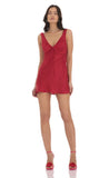 Satin V Neck Dress in Red