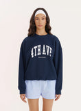 Navy 4th Avenue Slogan Oversized Sweatshirt