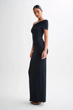 Cassandra Off Shoulder Slinky Maxi Dress Black