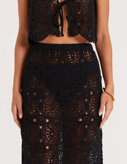 Black Crochet Knitted Maxi Skirt