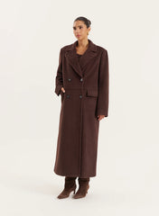 Chocolate Double Breasted Longline Coat
