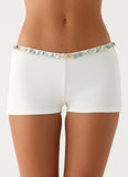 Rosmunda Beaded Mini Shorts White