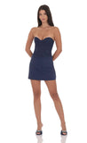 Draped Waist Lace Corset Dress in Navy
