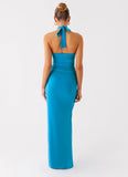 Chiquita Halter Maxi Dress Turquoise Blue
