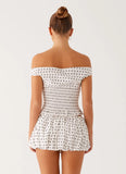 Heather Mini Skort White Black Polka Dot