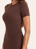 Chocolate Boucle Knitted Maxi Dress