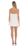 Textured Floral Triple Ties Dress in White