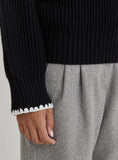 Black Contrast Stitching Knit Jumper