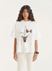 Cream Bikini Graphic Oversized T Shirt