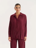 Burgundy Plisse Shirt
