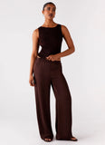 Palm Cove Satin Pants Chocolate