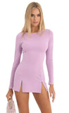 Rhinestone Cinched Bodycon Dress in Purple